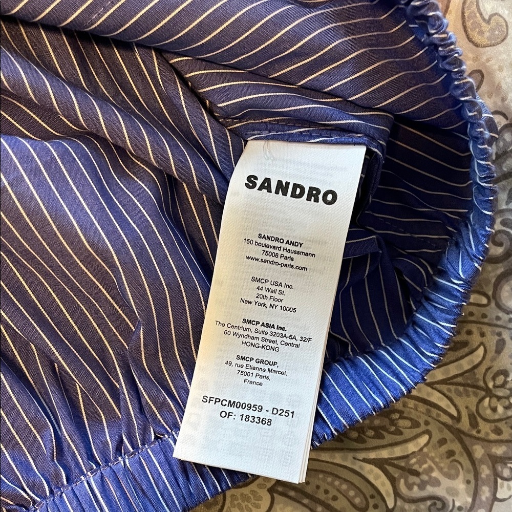 Sandro Navy Striped Button-Down Sleeveless Shirt - Picture 8 of 10
